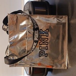 Silver Pink Tote bag with front pocket